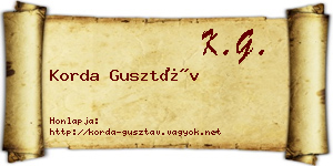 Korda Gusztáv névjegykártya