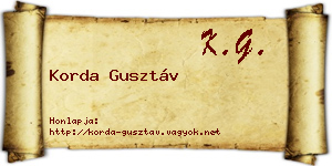 Korda Gusztáv névjegykártya
